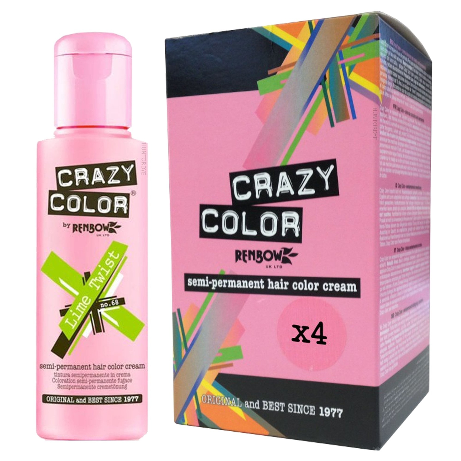 Renbow Crazy Color Semi Permanent Hair Dye - Lime Twist (4x 100ml)