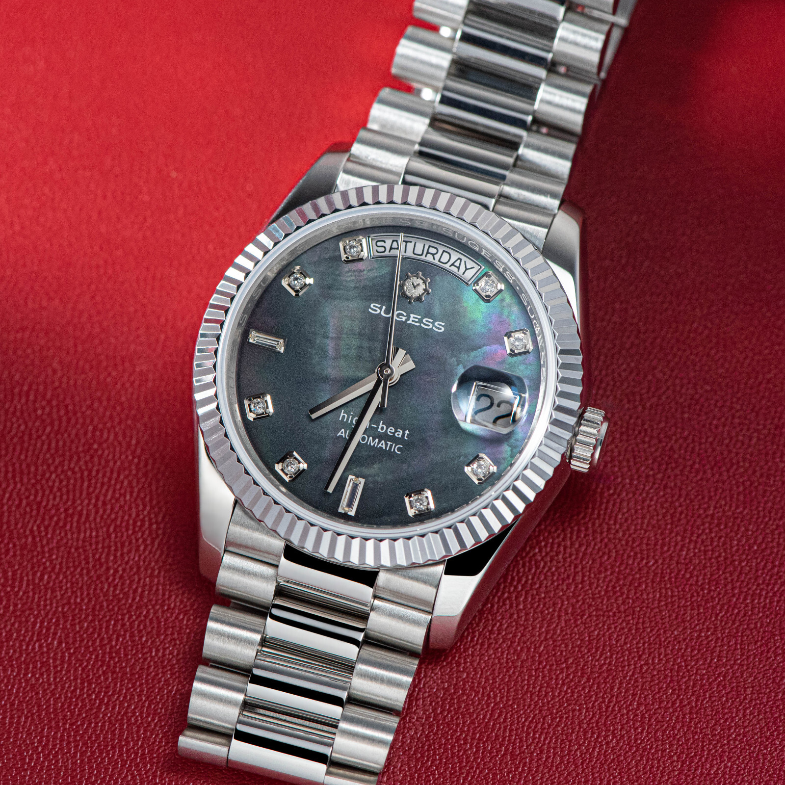 Reloj mecánico automático para hombre Sugess S449.03 DD fecha y día de negocios gaviota