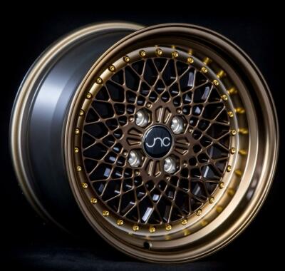 JNC ゴールド メッシュデザイン ホイール 15インチ 4本セット JDM JNC 045 Machined Bronze w/ Gold Rivets 15x8.25 4x100 +10 Wheel/Rim