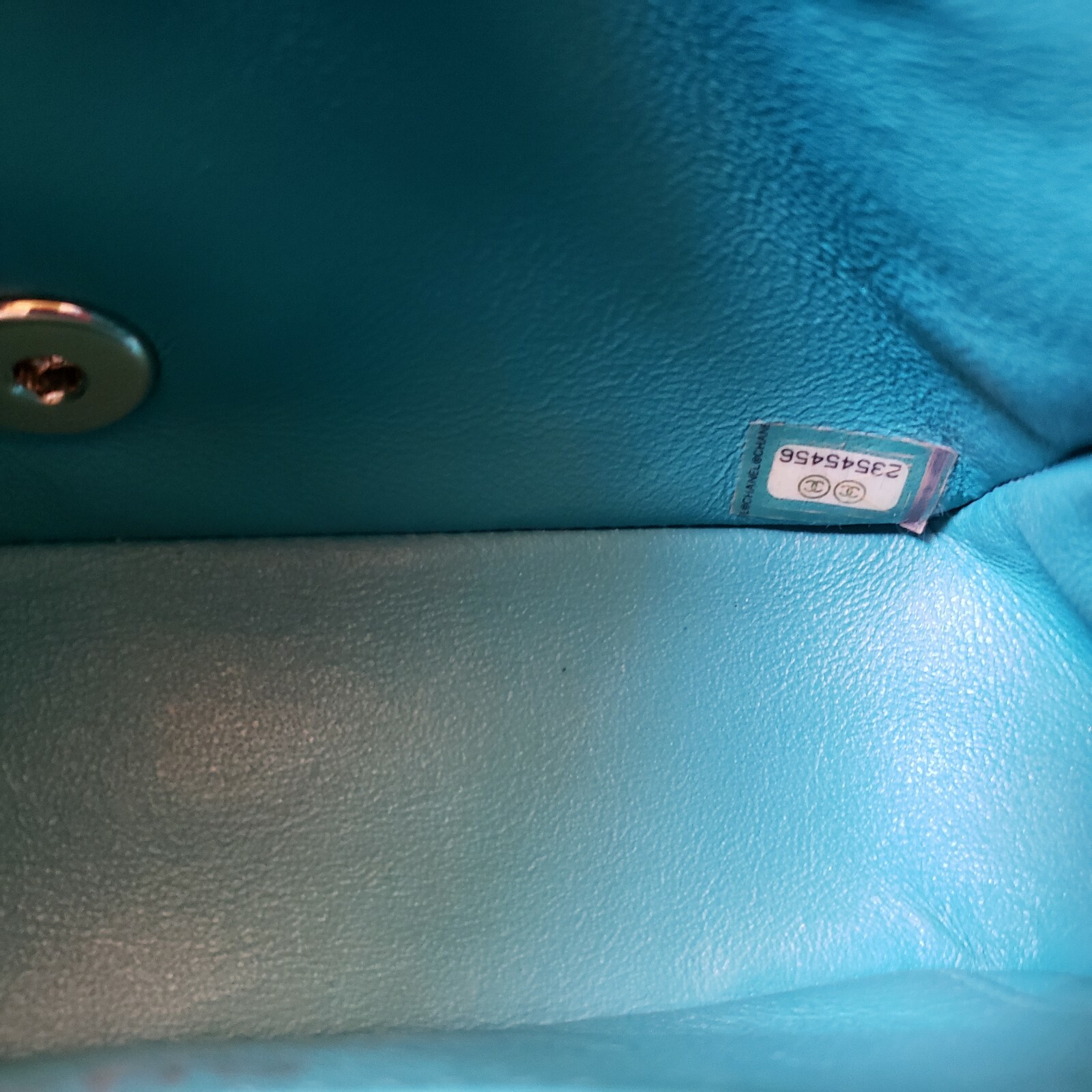 Chanel Classic mini Rectangular  turquoise blue C… - image 7