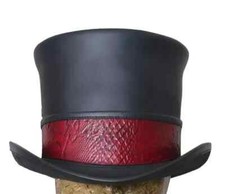 Handcrafted Leather Steampunk Victorian Top Hat Gothic Cosplay Halloween Accessy