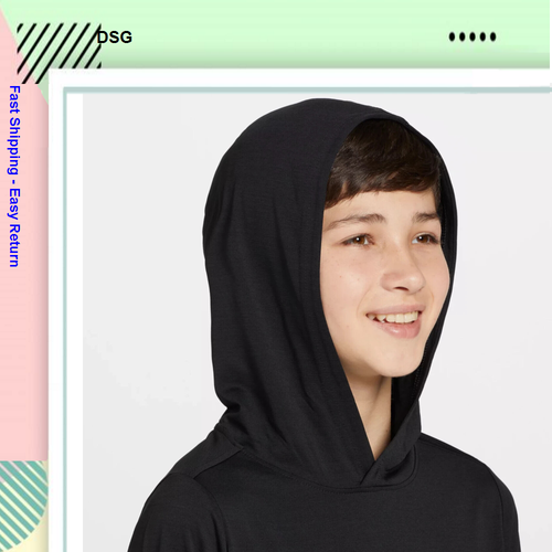 DSG Boys' Lightweight Hoodie, Black, L - Picture 2 of 4