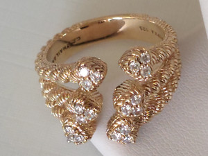 Authentic JUDITH RIPKA SILVER 925 GOLD PLATED VERMEIL ROPE HEARTS DAZZLING CZ RING SZ 9