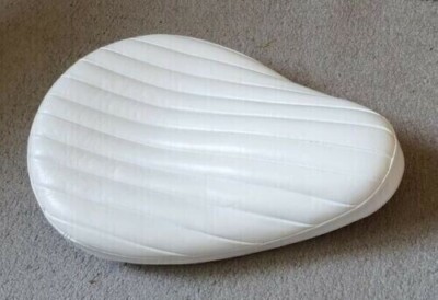 Tuck And Roll Bates Style Seat For Motorcycles Chopper Bobber Real Leather White