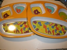 Lot of 2 Home Child's Melamine Divided Plates ABC 9.5" x 8"  SU71 