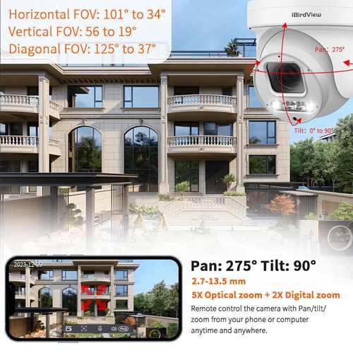 iBirdview 8MP 10X Zoom Dual illumination Varifocal Colorvu PTZ Camera POE Black - Picture 5 of 20