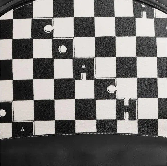 COACH Backpack West Checkerboard Men's Lg Canvas/Leather Silver/Black/White NWT - Image 4 of 4