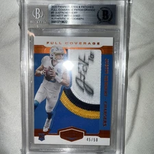 CHARGERS JUSTIN HERBERT AUTO SIGNED PANINI PLATE & PATCHES /50 BECKETT WITNESS