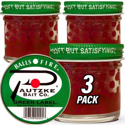 Pautzke Balls O' Fire Salmon Eggs Fishing Bait Famous & 1 oz 3 PACK Green Label