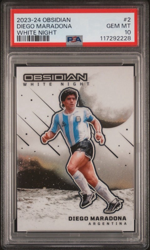 2023-24 Panini Obsidian Diego Maradona White Night Case Hit Argentina PSA 10