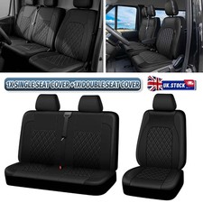Fully Tailored Black Waterproof Leather Front Van Seat Covers For VW Transporter