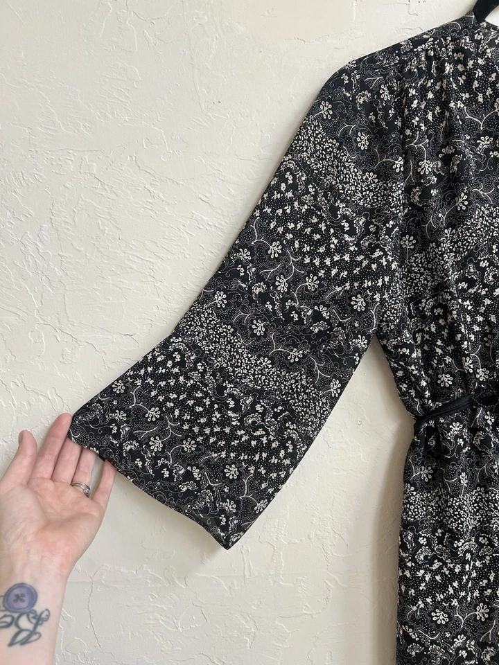 Top Babydoll Nicole Miller Vintage Años 90 Y2K M Fairy Grunge Semi Transparente Kimono  Foto 3 de 4