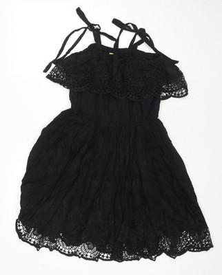 Max C London Damen Schwarz Baumwolle Trapez & Swing Größe M Schulterfrei