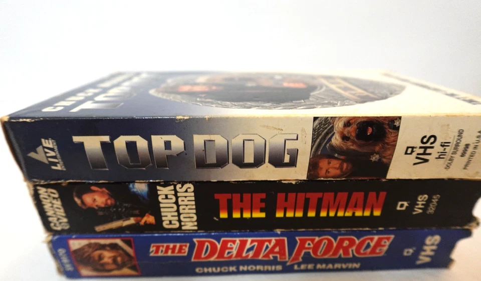 Chuck Norris VHS tapes lot (tested) (Top Dog/The Hitman/The Delta Force) Foto 2 de 4