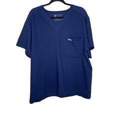 FIGS Leon Scrub Top Mens 2XL Blue V-Neck Three Pocket Technical Collection EUC