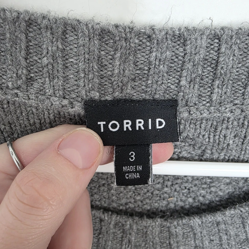 Torrid Gray Cable Knit At The Knee Thick Winter Cute Sweater Dress Size 3X - Image 3 of 4