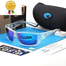 Costa Del Mar Tuna Alley Transparent Frame Blue Polarized Lenses 580P Sunglasses