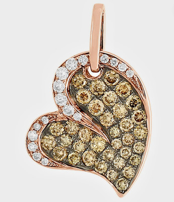14K Rose Gold Champagne and White Diamonds DO.80 Makers Mark Pendant