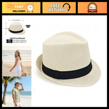Men's Straw Fedora Hat - Summer Short Brim Panama Style for Beach Casual Wear