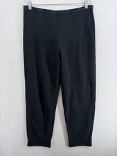 EILEEN FISHER Pants L Heavy Brushed Jersey Cotton Tapered Pull On Black
