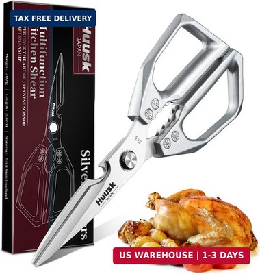 HUUSK Kitchen Scissors All Purpose - Stainless Steel Kitchen Shear, Sharp Silver