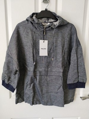 Max & Moi Three Quarter Sleeve Denim Hooded Sweatshirt - Size 42 - Large