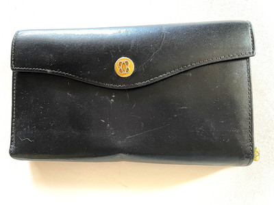 Vintage  Bosca Bifold Leather Checkbook Full Grain Leather Black Wallet USA