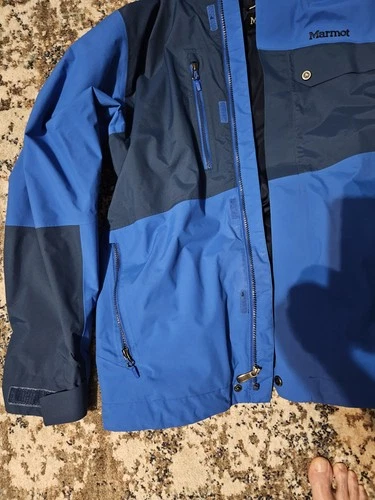Marmot Jacket Mens Large Blue Hooded Ski Snowboard Winter Coat Outdoor image 2