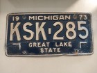 State of Michigan 1973 License Plate KSK-285 Blue White Expired — photo 1