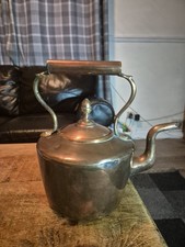 Large Antique Vintage Copper Stovetop Fireside Swan Neck Kettle with Handle 
