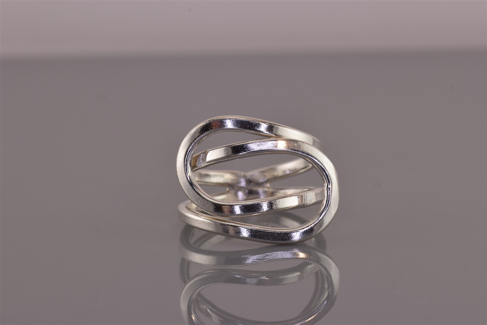 Sterling Silver Square Framed Interlocking Double… - image 1