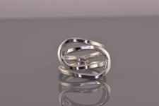 Sterling Silver Square Framed Interlocking Double Looped Band Ring 925 Sz: 7