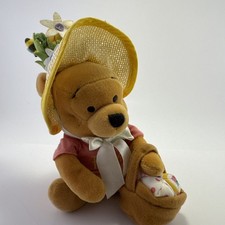 Disney Winnie the Pooh Beanbag Plush Easter Bonnet  Basket Vintage 2000