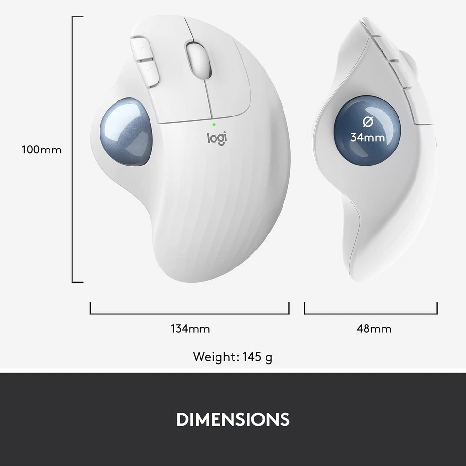 Logitech ERGO M575 Wireless Trackball Mouse for Business - Ergonomic Design, Sec - Image 2 of 4