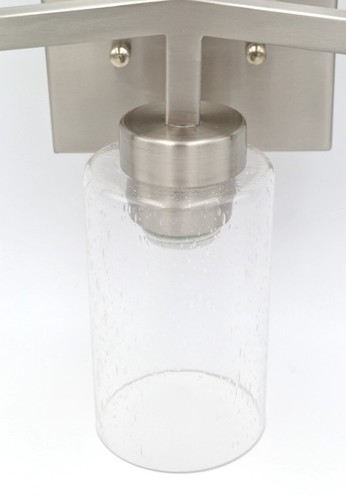 Mira 3-Light Vanity Light – Satin Nickel – Seeded Glass – Modern Farmhouse - Picture 5 of 6