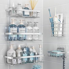 5 Pack Shower Caddy Organizer Rack Shelf for Inside Shower, Adhesive Bathroom...