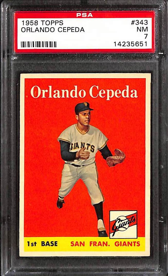1958 TOPPS #343 Orlando Cepeda PSA 7 NM 14235651