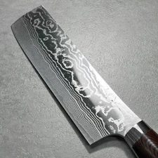 Echizen Nakiri Knife 165mm SG2 Damascus by Yuta Katayama Japan Micarta Handle