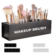 Large Makeup Brush Holder Organizer, Wooden Cosmetic Brushes Storage with 4 S...