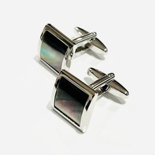 Gray Mother Pearl Curve Square Cufflinks Men Birthday Wedding Cuff Link With Box