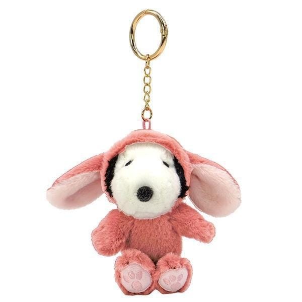 Peanuts Snoopy Lop Ear Bunny Plush Mascot Keychain PINK Nakajima