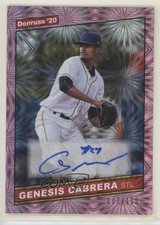 2020 Donruss Retro 1986 Signatures Pink Fireworks /100 Genesis Cabrera Auto 05cb