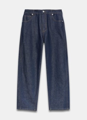 Neuwertige Samt Dark Indigo Barrel Leg Jeans Größe UK 8 EU 36 lange Länge NEU