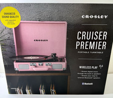 Crosley Premier Pink Portable Turntable Bluetooth Upgraded Needle Speakers NEW