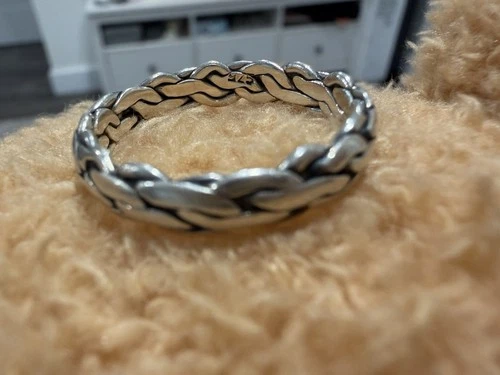 Vintage Style Braided Chain Link Ring .925 Sterling Silver Size 12