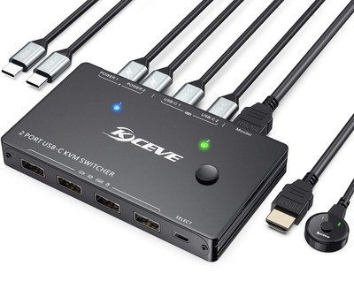 MLEEDA USB C KVM Switch 4K@60Hz,MLEEDA USB C Switch 2 Computers Share 1 Monitor