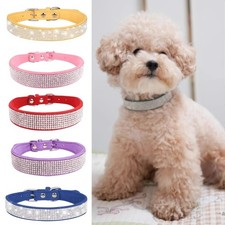 Luxury Rhinestone Diamond Studded Bling Faux Leather Dog Collar High Quality