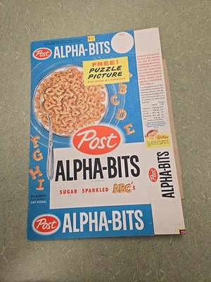 Post Alpha-Bits Cereal Box Unused Flat, Free Puzzle Picture on Back!!!