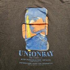 VINTAGE 90s Union Bay Black Graphic T-Shirt Made In USA Single-Stitch Size L/XL