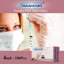 Vinyl Clear Examination Gloves Powder Free Food Safe 4mil S M L XL